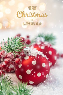 Mutlu Noeller ve mutlu yıllar, tebrik kartı geçmişi. Seçici odaklanma. Tatiller