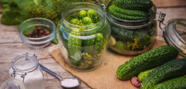 Taze salatalıkların korunması. Seçici odaklanma. Doğa