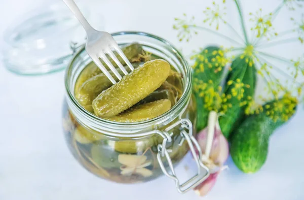 Preservation Fresh House Cucumbers Selective Focus Nature — Stock Photo, Image