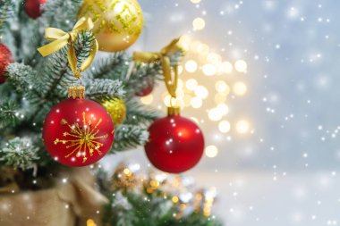 Noel arkaplanı. Mutlu yıllar. Seçici Odaklanma Tatili