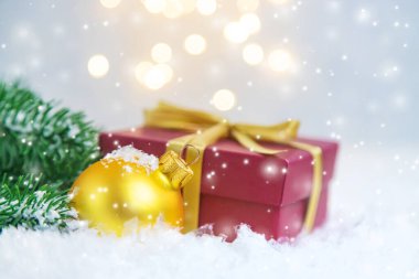 Noel arkaplanı. Mutlu yıllar. Seçici Odaklanma Tatili