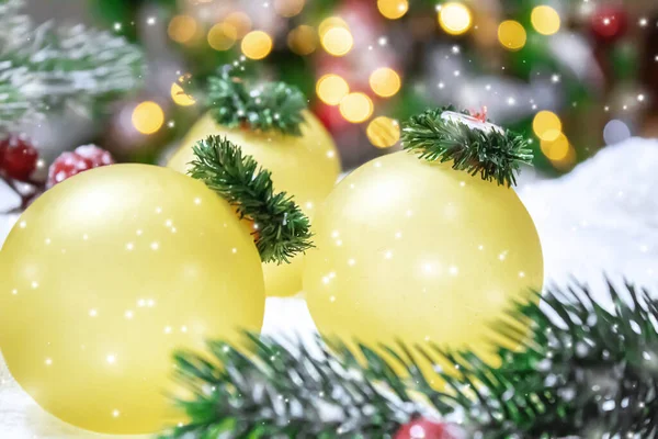 Decoración Navidad Sobre Hermoso Fondo Tarjeta Navidad Focus Holidays Selectivo —  Fotos de Stock