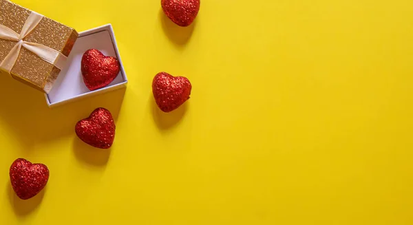 Valentine\'s day background. Gifts. Envelope. Hearts in a box. Valentine\'s day concept. Selective focus.holidays