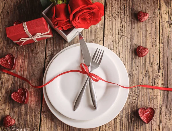 Romantikus Vacsora Szerelmeseknek Szelektív Fókusz Nyaralás — Stock Fotó
