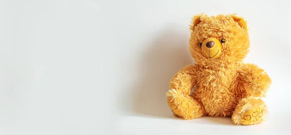Classic Teddy Bear Isolated White Background Selective Focus Toy — Stock Photo, Image