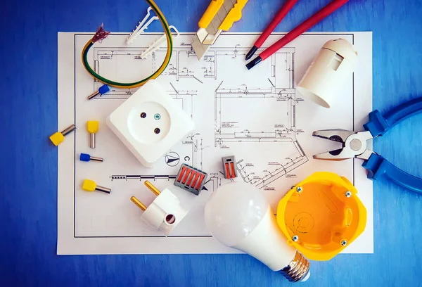 Trabajo Léctrico Casa Enfoques Selectivos Industrial — Foto de Stock