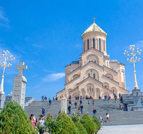 Cathedral Holy Trinity Sameba Tbilisi Capital Georgia Selective Focus Historic — Stock Photo, Image