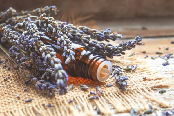 Ätherisches Lavendelöl Einer Kleinen Flasche — Stockfoto