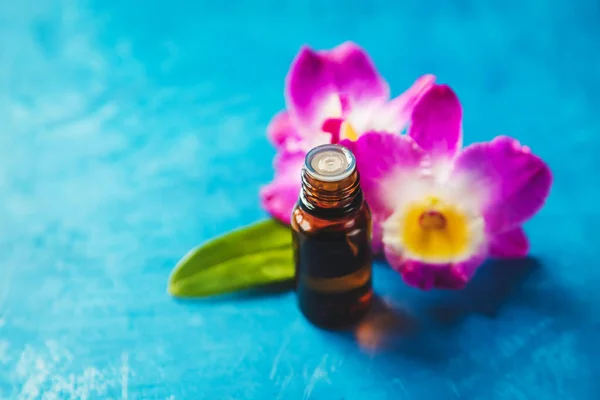 Blumen Und Pflanzenextrakte Kleinen Flaschen Selektiver Fokus — Stockfoto