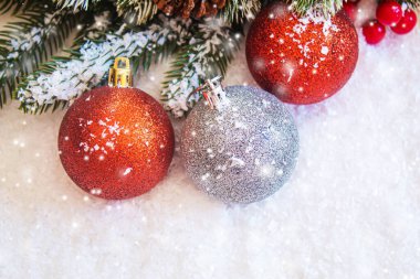 Noel arkaplanı. Mutlu yıllar. Seçici Odaklanma Tatili