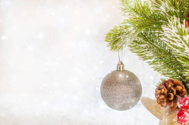 Noel arkaplanı. Mutlu yıllar. Seçici Odaklanma Tatili