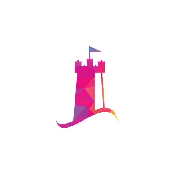 キャッスルウェーブロゴベクトルアイコンイラスト シンプルな城と波のロゴ — ストックベクタ