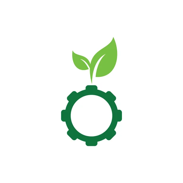 Gear Leaf Vector Logo Design Grüne Ökoenergie Technologie Und Industrie — Stockvektor