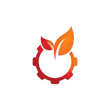 Vites yaprağı vektör logosu tasarımı. Yeşil eko enerji, teknoloji ve sanayi.