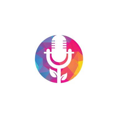 Yaprak podcast logo tasarım şablonu. Doğa Podcast Logo Şablon Vektörü. Podcast Doğa logosu.