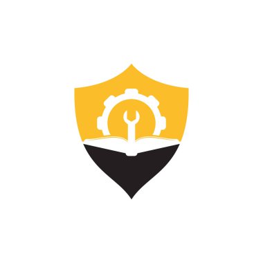 Logo Şablonu Tasarım Vektörünü Onar. Kitap ve anahtar logosu tasarımı