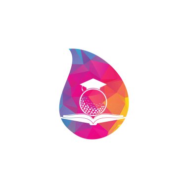 Mezuniyet kitabı golf düşüşü logo tasarım vektörü. Golf Kitabı Simgesi Logo Tasarım Elemanı