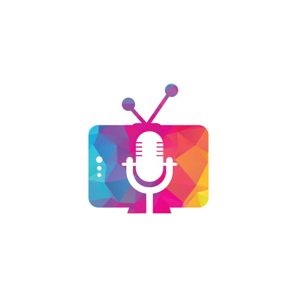 Podcast Vector Logo Design Television Podcast Icon Digital Video Podcast — Stock Vector