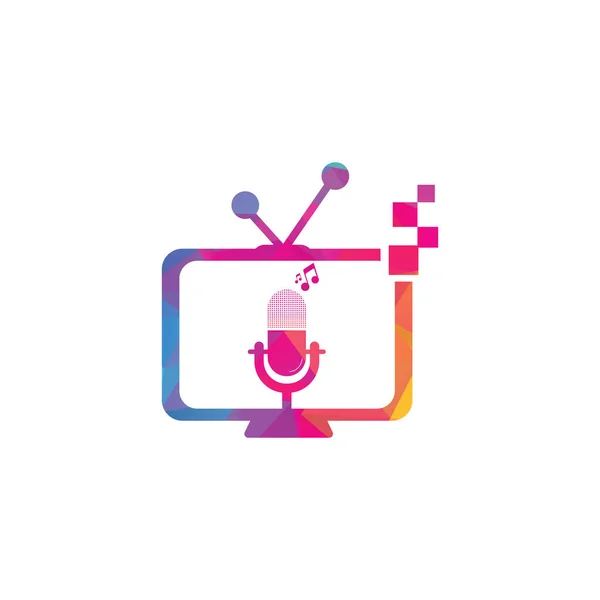 Podcast Vector Logo Ontwerp Televisie Podcast Icoon Digitaal Video Podcast — Stockvector