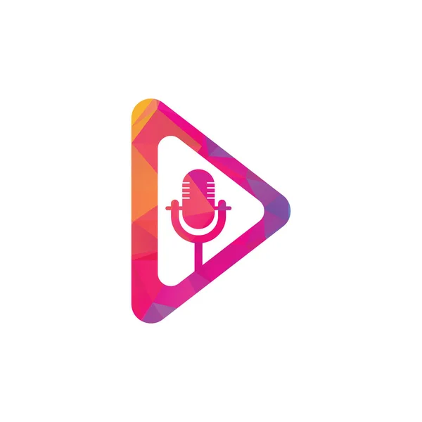 Design Del Logo Vettoriale Del Podcast Video Concetto Logo Podcast — Vettoriale Stock