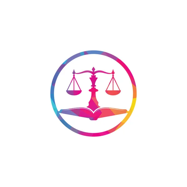 法律教育ロゴデザイン ベクター天秤座とオープンブックロゴの組み合わせ — ストックベクタ