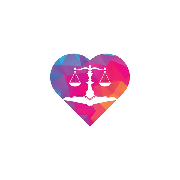 Hukuk Eğitimi Kalp Şekli Konsept Logo Tasarımı Vektör Terazi Açık — Stok Vektör