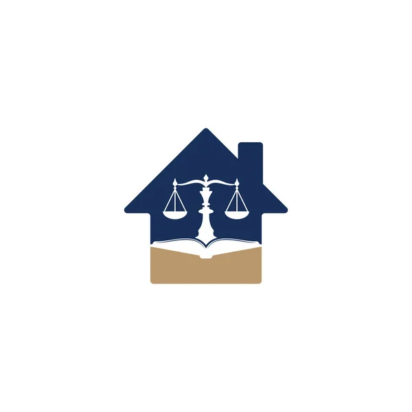 Law Education Home Shape Concept Logo Design Vector Libra Open — Stock Vector
