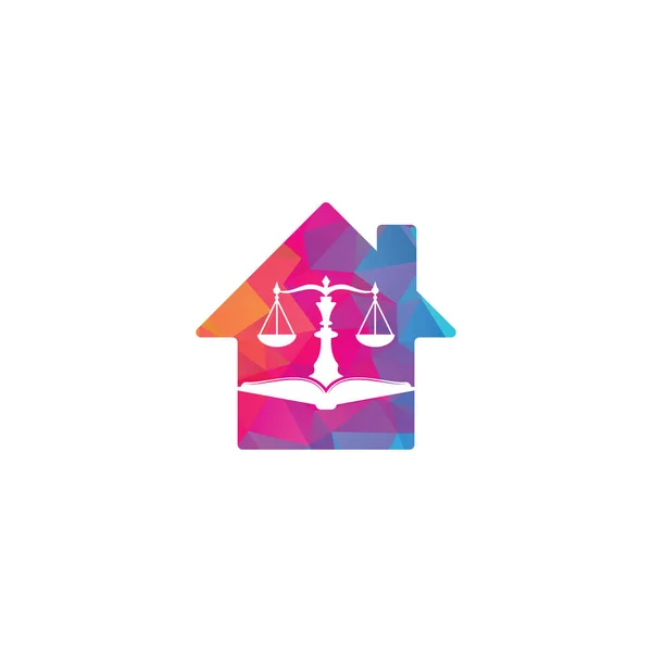 Pendidikan Hukum Bentuk Rumah Desain Logo Konsep Vektor Libra Dan - Stok Vektor
