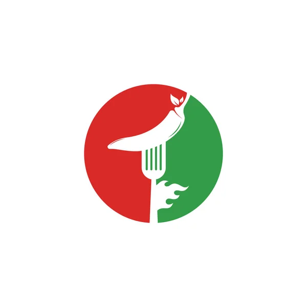 Гарячий Chili Дизайном Логотипу Вилки Шаблон Логотипу Чилі Виделки Придатний — стоковий вектор