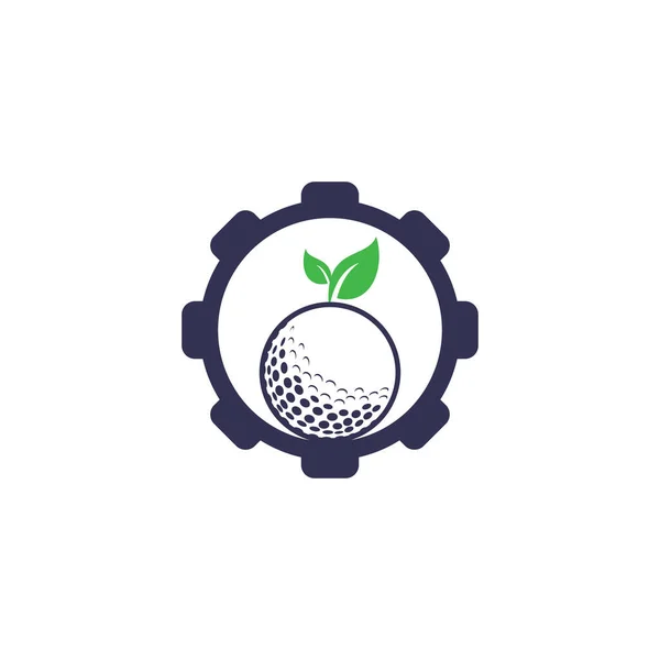 Golf Deja Plantilla Logotipo Concepto Forma Engranaje Pelota Golf Hojas — Vector de stock