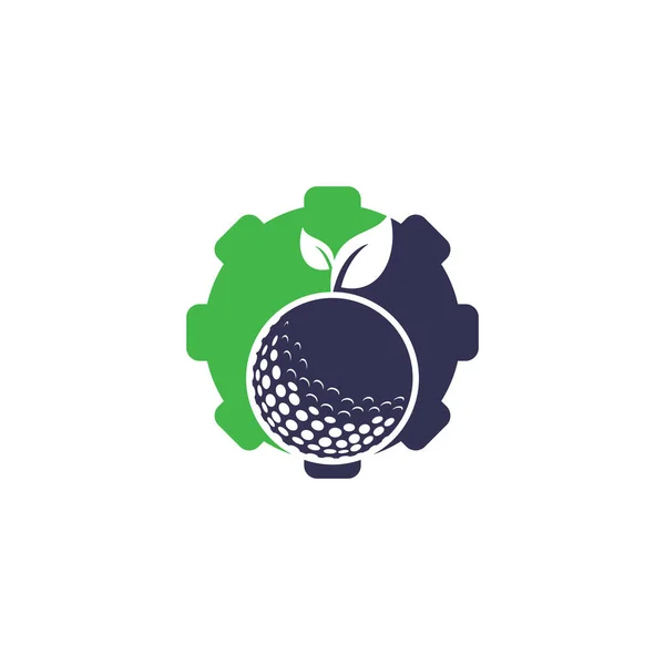 Golf Deja Plantilla Logotipo Concepto Forma Engranaje Pelota Golf Hojas — Vector de stock