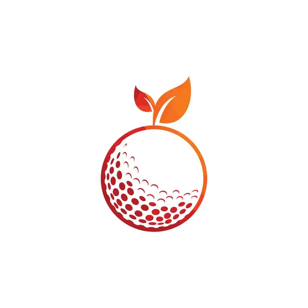 Golf Logo Şablonu Bırakır Golf Topu Yapraklar Golf Topu Spor — Stok Vektör