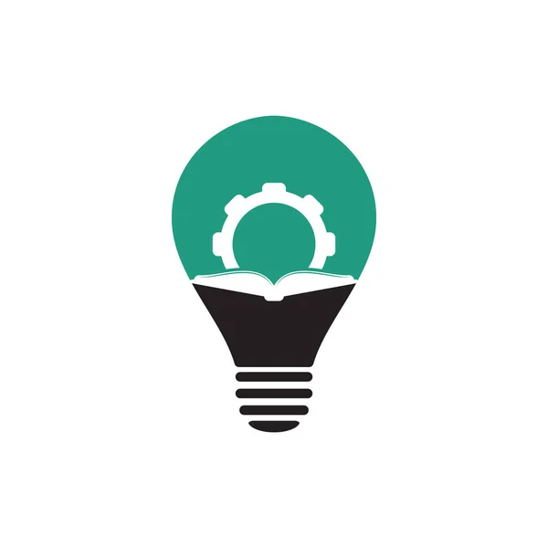 Gear Book Glühbirnenform Konzept Logo Design Vorlage Buch Und Getriebedesign — Stockvektor
