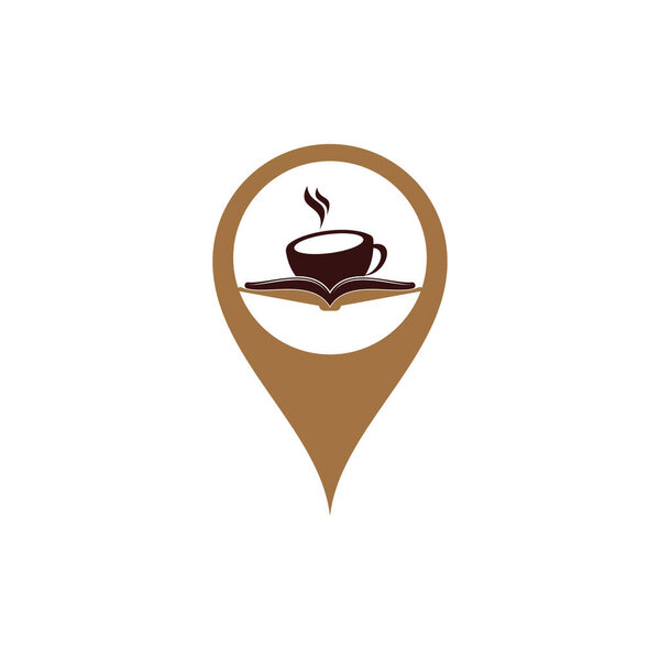Дизайн векторного логотипа кофейной книги. Чайный книжный магазин Iconic