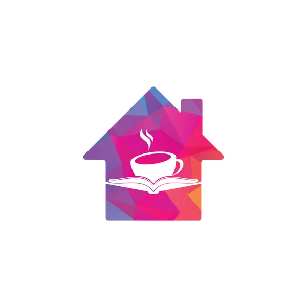 Buku Kopi Bentuk Rumah Konsep Desain Logo Vektor Logo Ikon - Stok Vektor