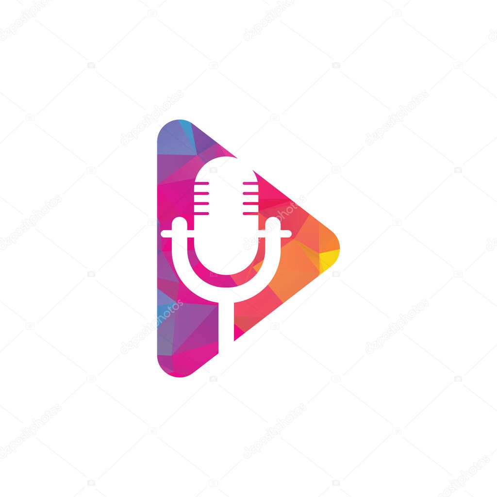 Video podcast vector logo design. Digital video podcast logo concept.