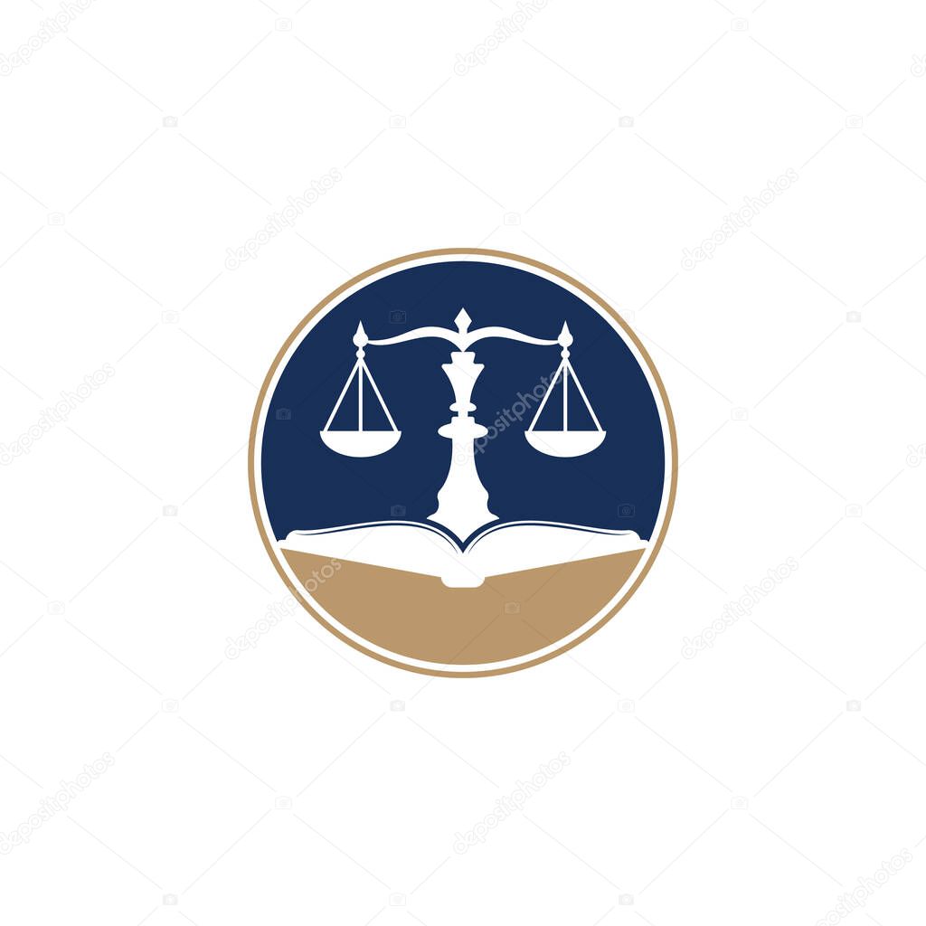 Law education logo design. Vector Libra and open book logo combination.