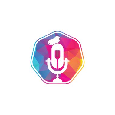 Şef Podcast logo tasarım şablonu. Şef eğitim logosu tasarım vektörü