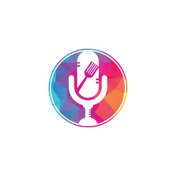 Podcast Cibo Logo Icona Progetta Vettore Podcast Alimentare Segno Mascotte — Vettoriale Stock