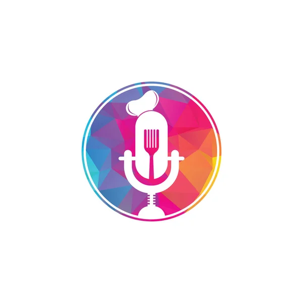 Modèle Conception Logo Podcast Chef Chef Éducation Logo Conception Vecteur — Image vectorielle
