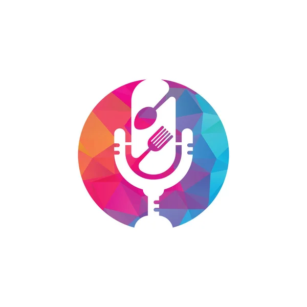 Podcast Mat Logotyp Ikon Designar Vektor Livsmedelspodcast För Skylt Maskot — Stock vektor