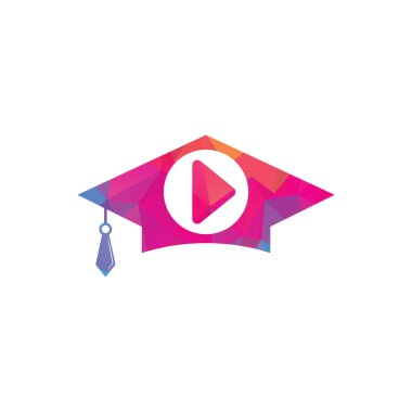 Eğitim medyası oynatıcı vektör logosu tasarımı. Okul oyun logosu şablonu tasarımı.