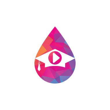 Eğitim medyası oyuncusu konsept vektör logosu tasarımını bıraktı. Okul oyun logosu şablonu tasarımı