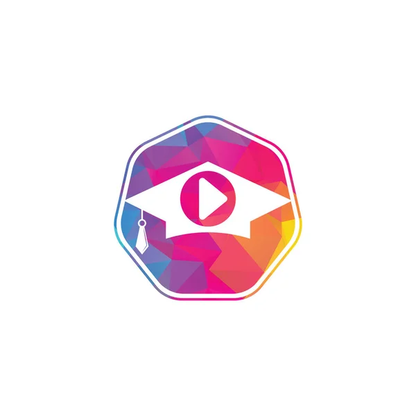 Educatie Mediaspeler Vector Logo Ontwerp School Spelen Logo Template Ontwerp — Stockvector
