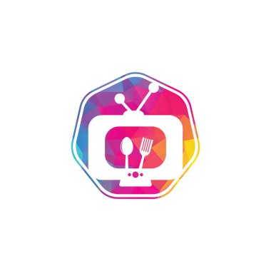 Yemek Kanalı Logo Şablonu Tasarım Vektörü. Cook Channel TV Logo Tasarım Şablonu İlhamı
