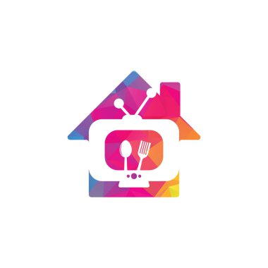 Food Channel ev şeklindeki logo şablonu tasarım taşıyıcısı. Cook Channel TV Logo Tasarım Şablonu İlhamı