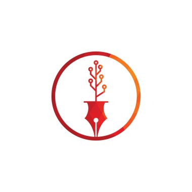 Teknik Kalem Logosu. Teknoloji ağacı logosunun şablonuna sahip teknisyen kalem.