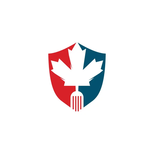 Canadian Food Shield Shape Concept Logo Concept Design Canadian Food — Vetor de Stock