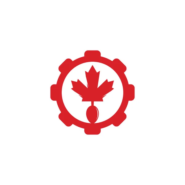 Canadian Food Gear Design Conceito Conceito Logotipo Canadian Food Restaurant — Vetor de Stock