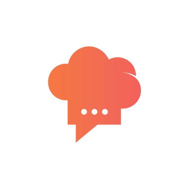 Şef logo tasarım şablonu hakkında konuş. Konuşma şefi / şapka konuşması / baloncuk sohbet ikonu vektör çizgisi logosu tasarımı